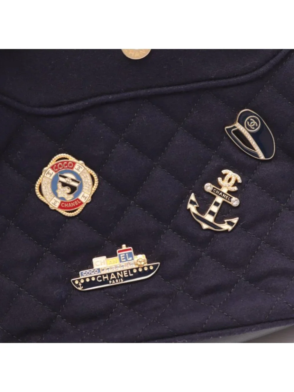 Chanel Shoulder Bag Paris Hamburg Navy Wool Small